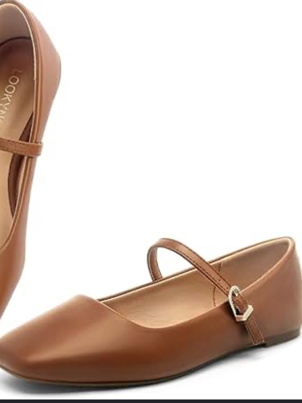 Classic Mary Jane Flats in Tan Leather
